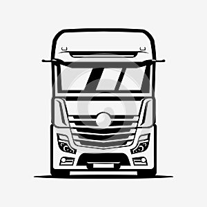 Truck Silhouette Vector Illustration Front View. Best for Trucking Related Industry