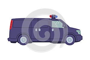 Truck with Siren as SWAT Vehicle or Rescue Vehicle and Police Tactical Unit Vector Illustration