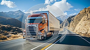 truck on street driving through mountain landscapes