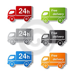 Truck symbols - delivery within 24 hours and free delivery