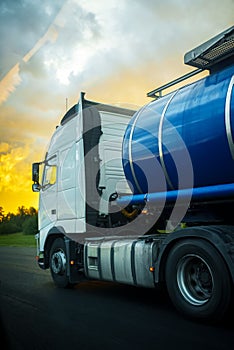 Truck with a tank of petroleum products