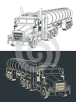 Truck with tanker trailer blueprints