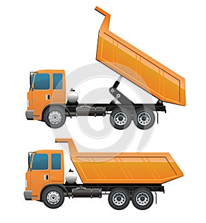 Truck ten wheel dumping action