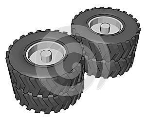 Truck tires, illustration, vector