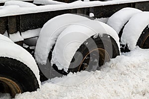truck tires stuck in snow