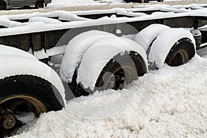 truck tires stuck in snow