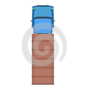 Truck top view traffic transportation vector icon. Cargo lorry above delivery trailer. Shipping commercial diesel logistic