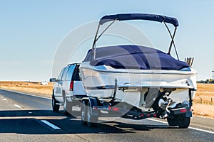 Truck towing a boat