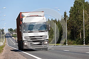 Truck on the track in the summer