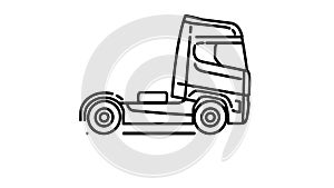 Truck Tractor Unit line icon on the Alpha Channel
