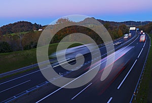 Truck traffic. Truck traffic on the AP-1 highway, Euskadi