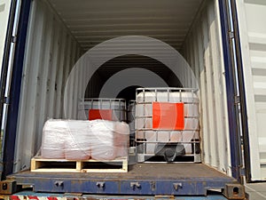 Truck trailer with chemical container