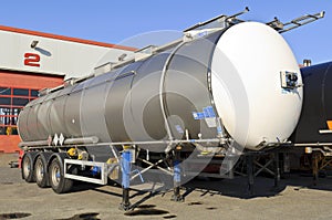 Truck trailer with fuel container