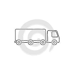 Truck trailer vector line icon. Semi lorry wagon commercial transport logistic concept. Van delivery shape sign isolated