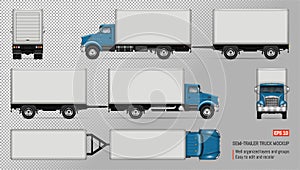 Truck with trailer vector mockup.