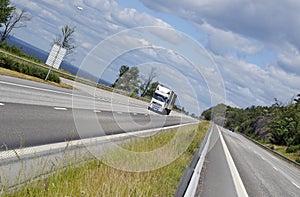 Truck transport on busy highway