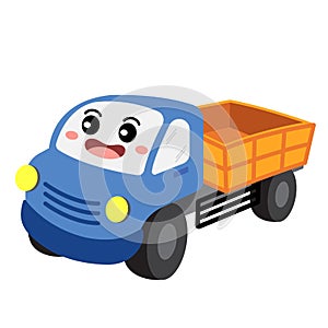 Truck transportation cartoon character perspective view vector illustration