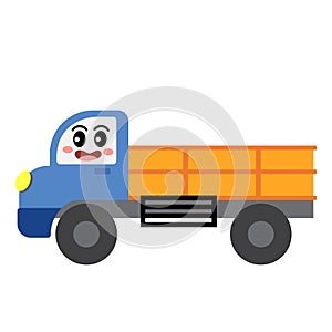 Truck transportation cartoon character side view vector illustration