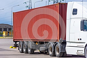 Truck transportation, container cargo working for import export logistic industrial