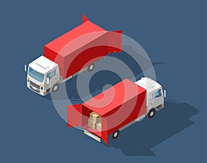 Truck transportation. Fast delivery or logistic transport. Easy colour change. Detailed trucks. Cargo deliveri