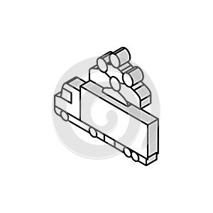 truck transportation refugee isometric icon vector illustration