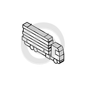 truck transportation wood timber isometric icon vector illustration