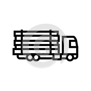 truck transportation wood timber line icon vector illustration