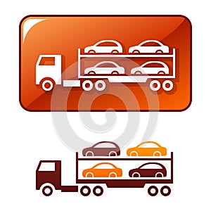 Truck transporting the cars. Vector icon photo