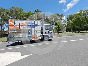 truck transporting large pieces of glass