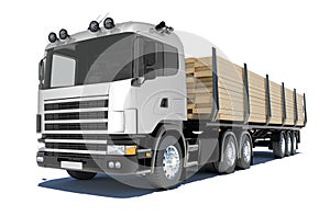 Truck transporting lumber