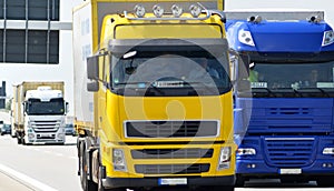 Truck transports goods by road - shipping and logistics