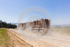 Truck Tree Logs Mountains
