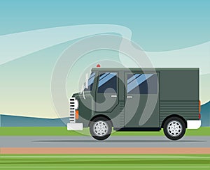 Truck van delivery shipping mail service landscape background