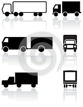 Truck or van symbol vector set.