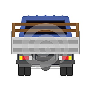 Truck vector icon back view car. Delivery isolated lorry cargo transport. Shipping vehicle van commercial. Flat industry logistic