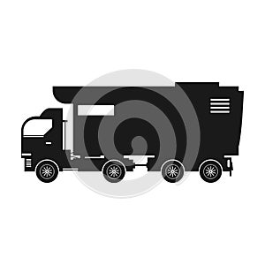 Truck vector icon.Black vector icon isolated on white background truck .