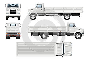 Truck vector template. Vehicle branding mockup side, front, back, top view