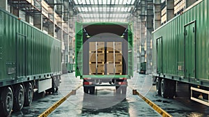 The truck in a warehouse.AI generated image