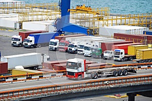 Truck and warehouse near the sea