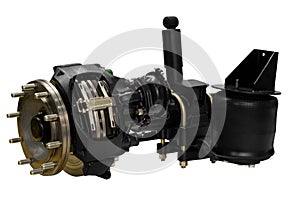 Truck wheel hub with brake and air suspension