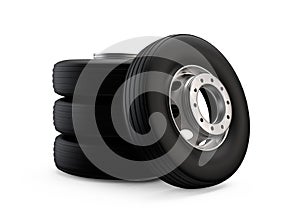 Truck Wheel On Hub With Tire 3d Render Service Set