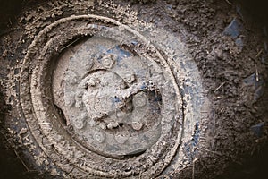 Truck wheel in the mud. Off-road travel concept