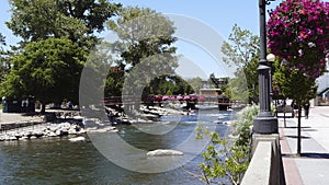 Truckee River as it passes through Reno, State of Nevada, United States