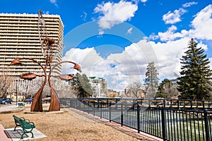 Truckee river flowing through downtown Reno, Nevada