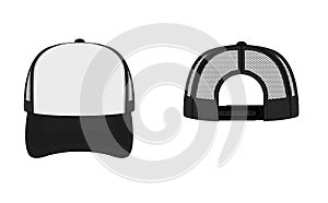 trucker cap mesh cap template illustration ( black