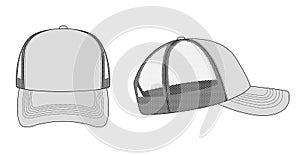 Trucker cap , mesh cap template illustration / gray