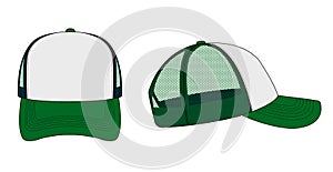 Trucker cap , mesh cap template illustration / green