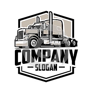 Trucker ready made logo template set semi truck vector image isolated, black anda white trucker image vector