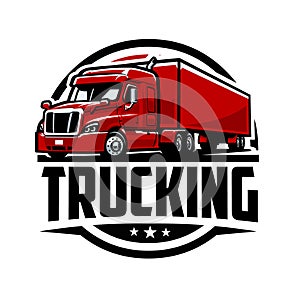 Trucking 18 wheeler big rig company logo badge vector isolated