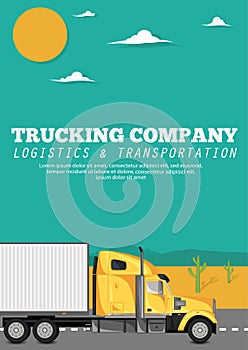 Trucking company banner with container truck